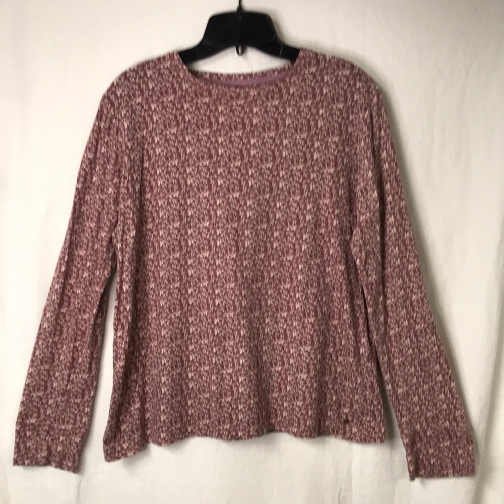 RUFF Hewn Women’s Long Sleeve Tee L Ditsy Floral print Cranberry Perfect layer